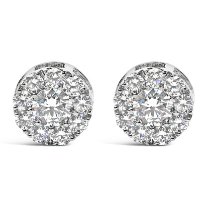 14KT White Gold 2.00 Cttw Lab Grown Diamond Halo Stud Earrings