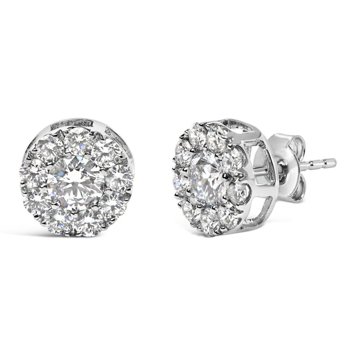 14KT White Gold 2.00 Cttw Lab Grown Diamond Halo Stud Earrings