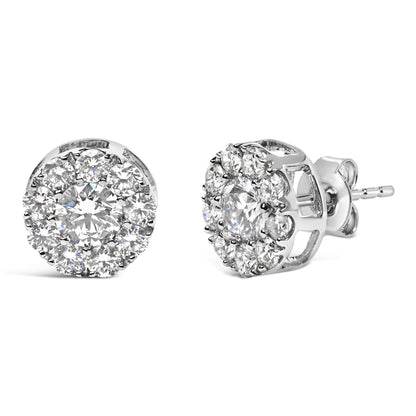14KT White Gold 2.00 Cttw Lab Grown Diamond Halo Stud Earrings