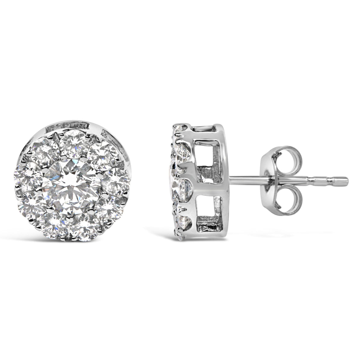 14KT White Gold 2.00 Cttw Lab Grown Diamond Halo Stud Earrings