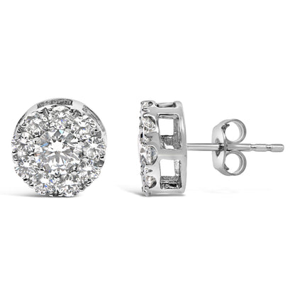 14KT White Gold 2.00 Cttw Lab Grown Diamond Halo Stud Earrings