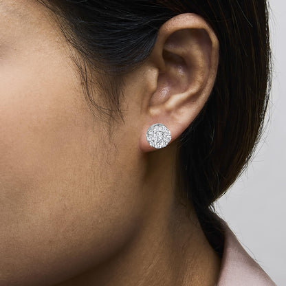 14KT White Gold 2.00 Cttw Lab Grown Diamond Halo Stud Earrings