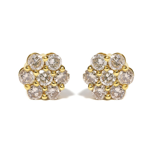 14K White Gold 4 cttw Diamond Flower Earring (H-I Clarity, SI2-I1 Color)