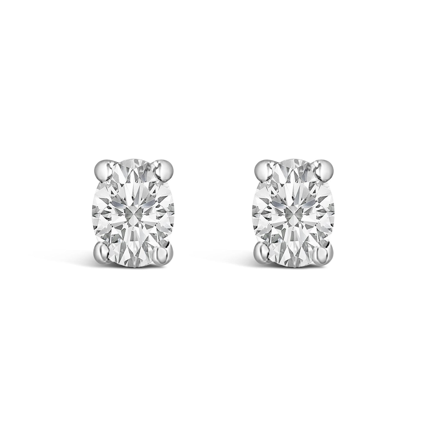14K White Gold 1/4 Ctw Oval Lab-Grown Diamond Solitaire Stud Earrings