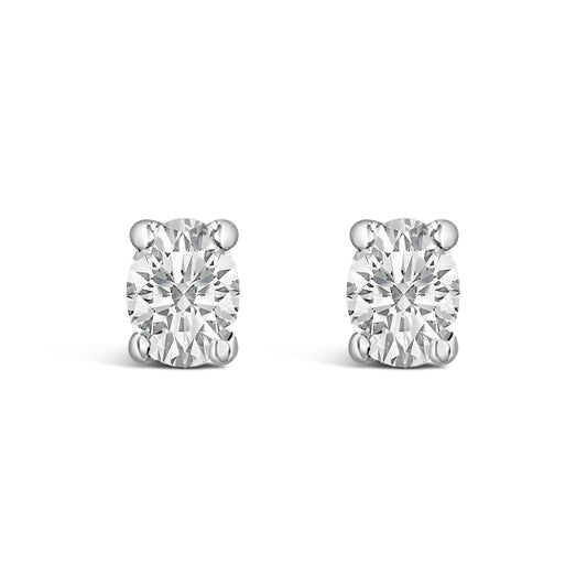 14K White Gold 1/4 Ctw Oval Lab-Grown Diamond Solitaire Stud Earrings