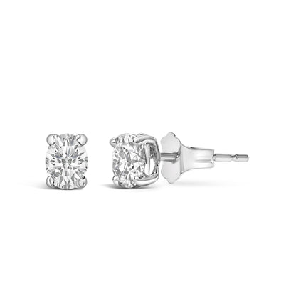 14K White Gold 1/4 Ctw Oval Lab-Grown Diamond Solitaire Stud Earrings