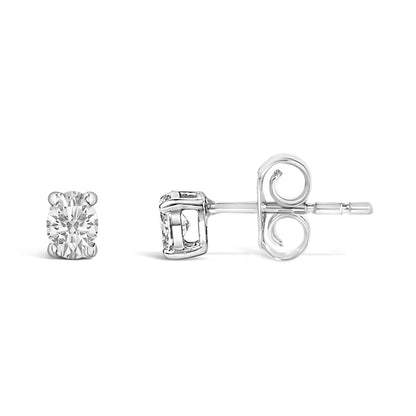14K White Gold 1/4 Ctw Oval Lab-Grown Diamond Solitaire Stud Earrings