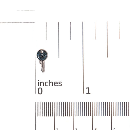 Sterling Silver 1/6 Cttw Blue Diamond Key Motif Stud Earrings
