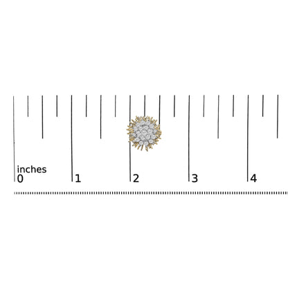 14K Yellow Gold Plated .925 Sterling Silver 1.0 Cttw Diamond Cluster Starburst Stud Earrings