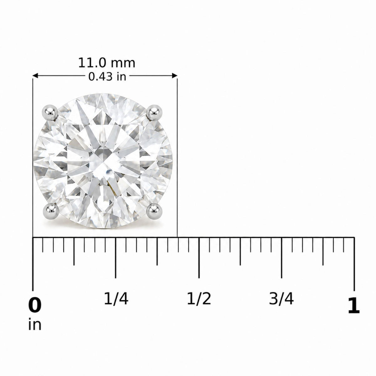 14K Gold Round Lab Grown Diamond Solitaire Stud Earrings with Screw Backs