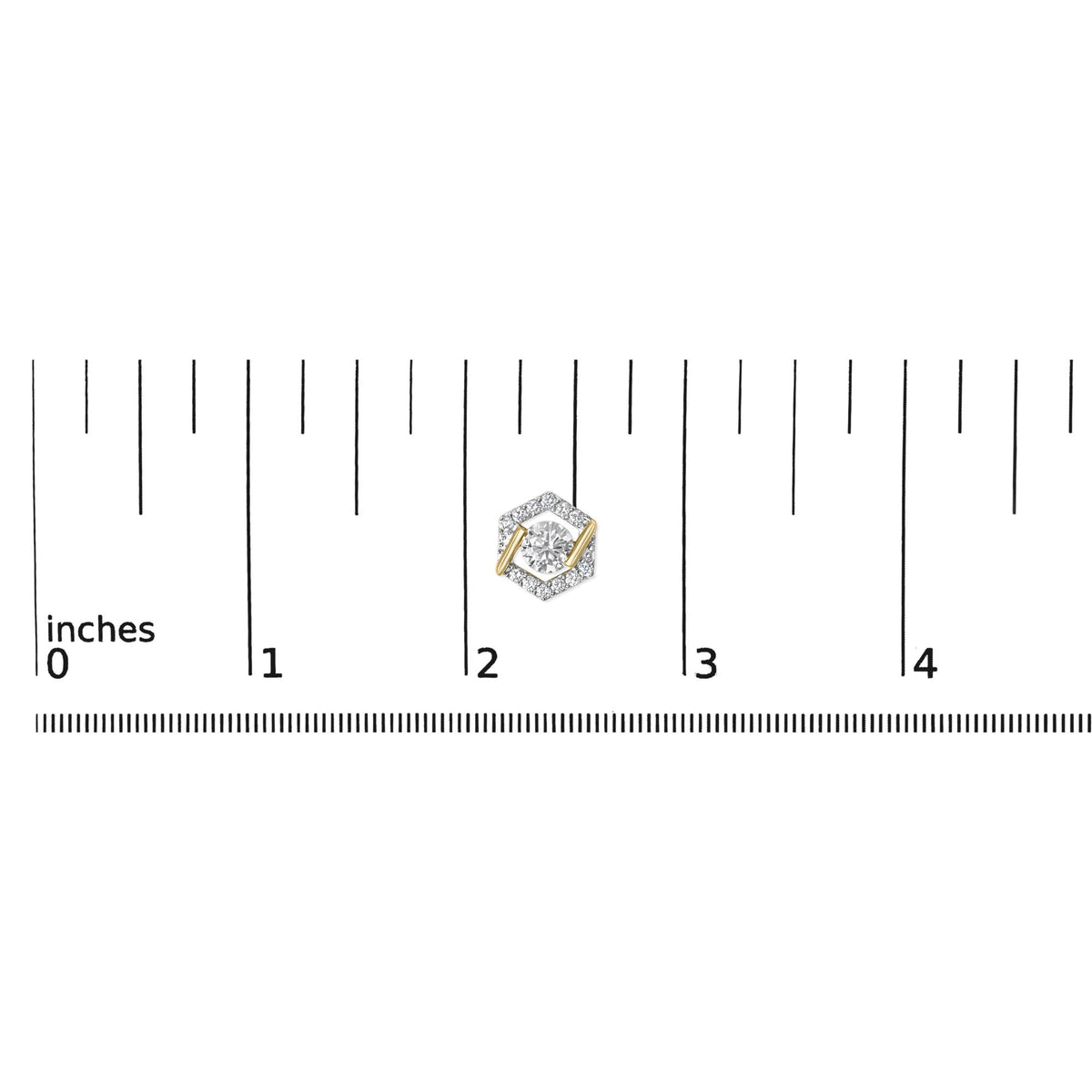 10K Yellow Gold Plated .925 Sterling Silver 2.0 Cttw Lab Grown Diamond Hexagon Halo Stud Earrings