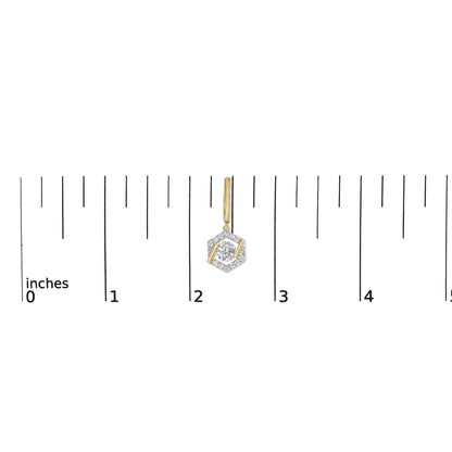 10K Yellow Gold Plated .925 Sterling Silver 2.0 Cttw Lab Grown Diamond Hexagon Halo Drop Earrings
