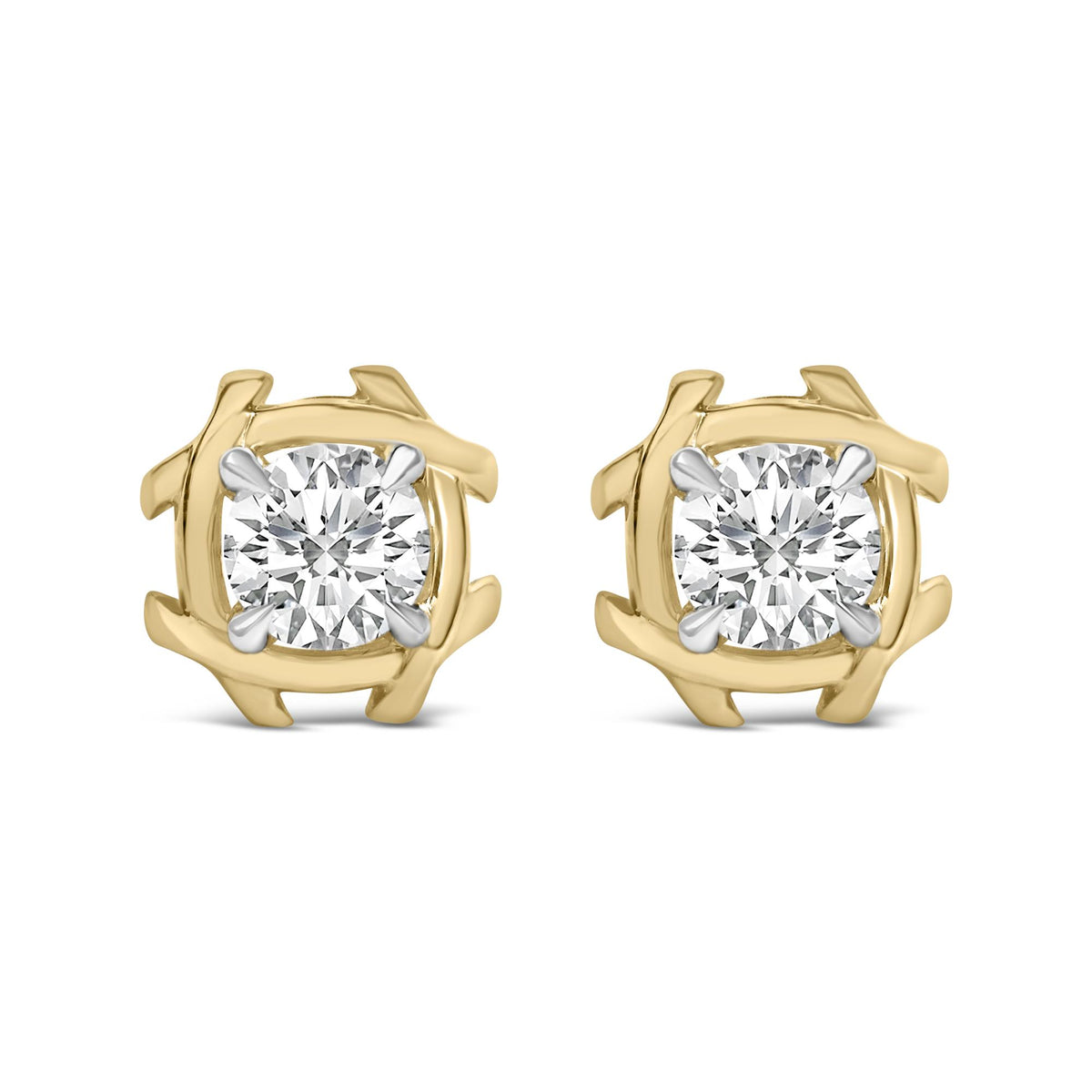 10K Yellow Gold Plated .925 Sterling Silver 1.0 Cttw Lab Grown Diamond Woven Stud Earrings