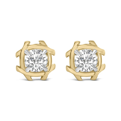 10K Yellow Gold Plated .925 Sterling Silver 1.0 Cttw Lab Grown Diamond Woven Stud Earrings