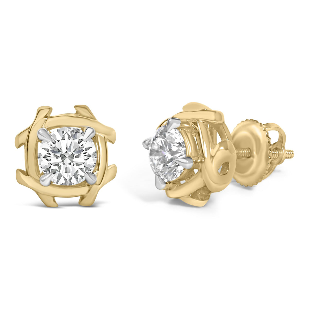 10K Yellow Gold Plated .925 Sterling Silver 1.0 Cttw Lab Grown Diamond Woven Stud Earrings