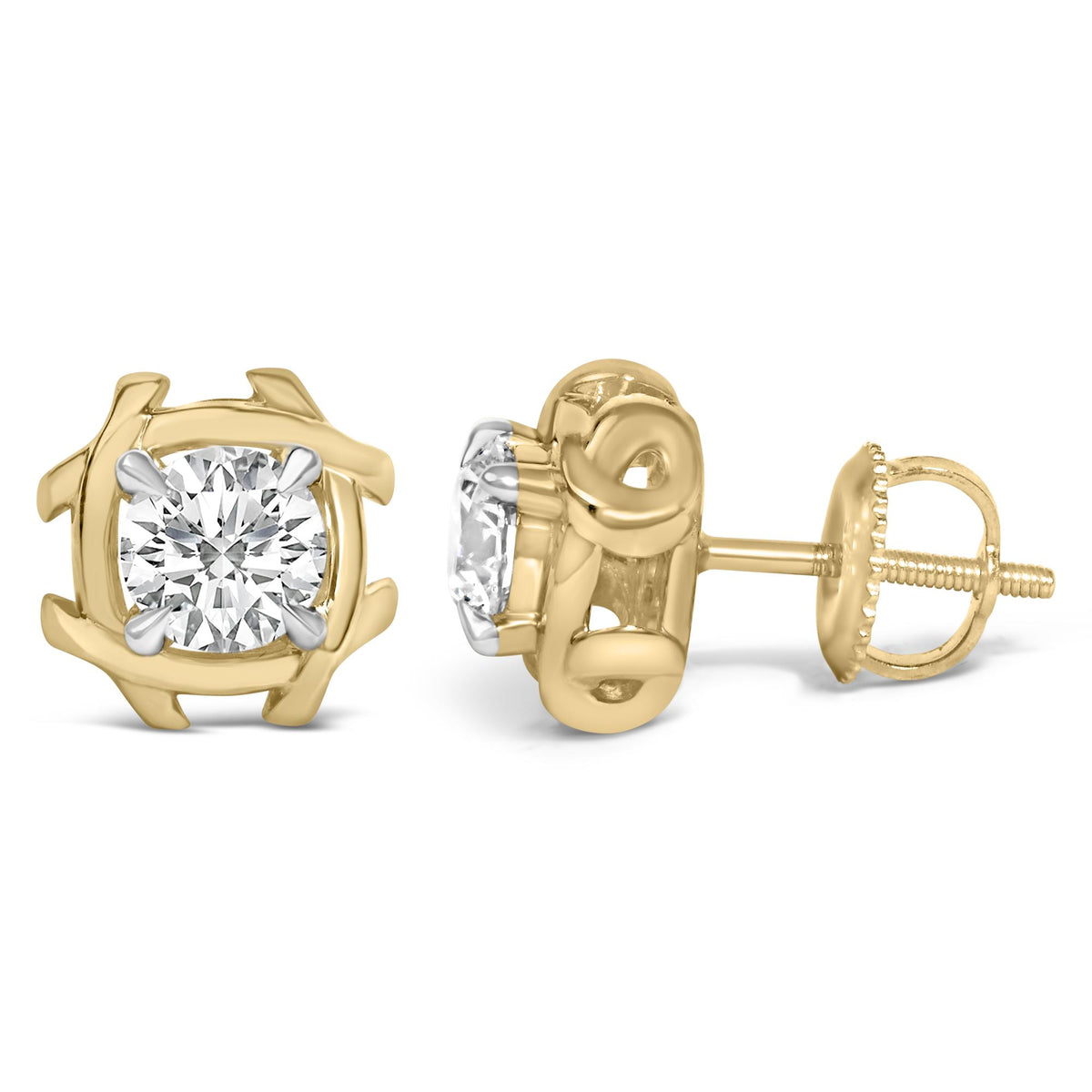 10K Yellow Gold Plated .925 Sterling Silver 1.0 Cttw Lab Grown Diamond Woven Stud Earrings