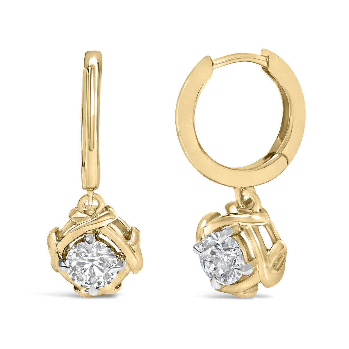 10K Yellow Gold Plated .925 Sterling Silver 1.0 Cttw Lab Grown Diamond Woven Drop Earrings