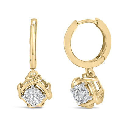 10K Yellow Gold Plated .925 Sterling Silver 1.0 Cttw Lab Grown Diamond Woven Drop Earrings