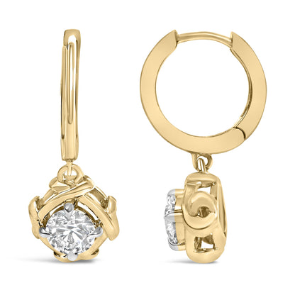 10K Yellow Gold Plated .925 Sterling Silver 1.0 Cttw Lab Grown Diamond Woven Drop Earrings