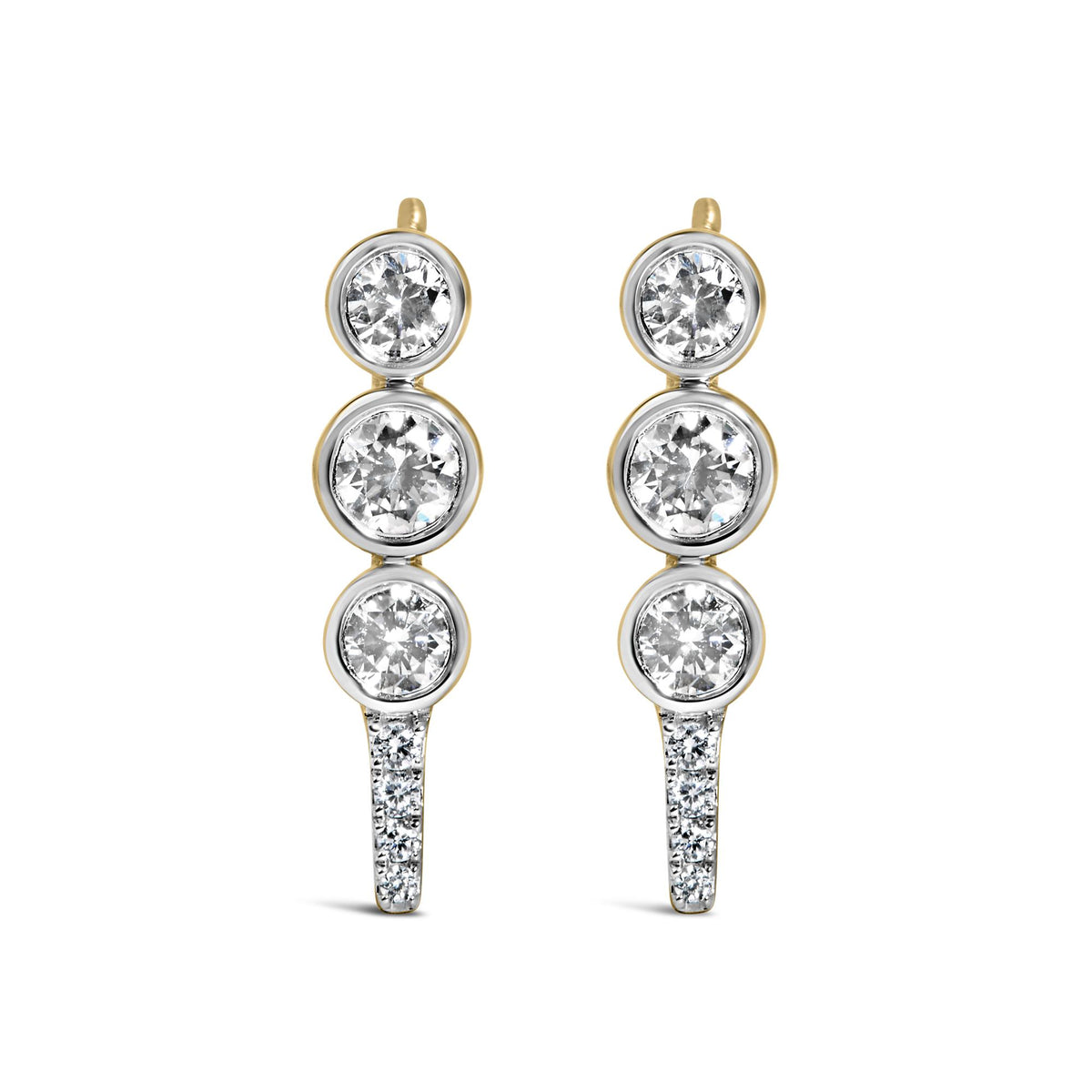 10K Yellow Gold Plated .925 Sterling Silver 1.0 Cttw Lab Grown Diamond Bezel Set Drop Earrings