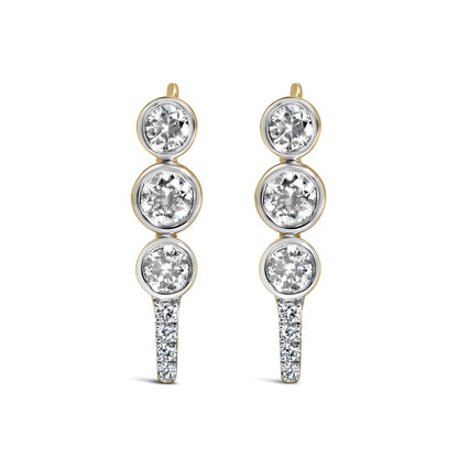 10K Yellow Gold Plated .925 Sterling Silver 1.0 Cttw Lab Grown Diamond Bezel Set Drop Earrings