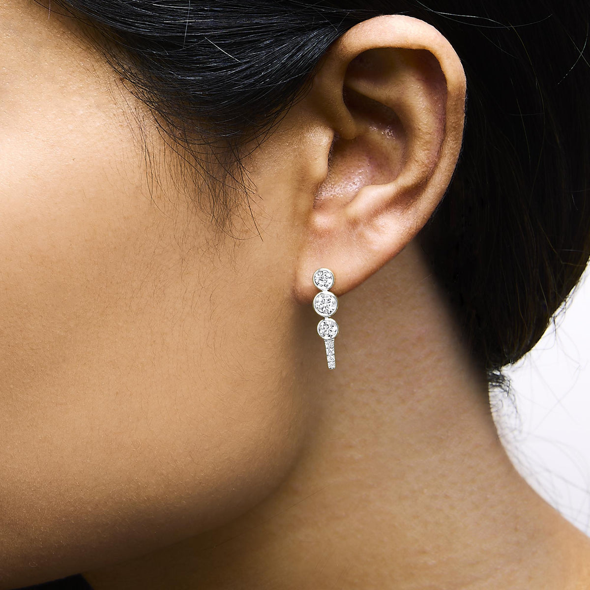 10K Yellow Gold Plated .925 Sterling Silver 1.0 Cttw Lab Grown Diamond Bezel Set Drop Earrings