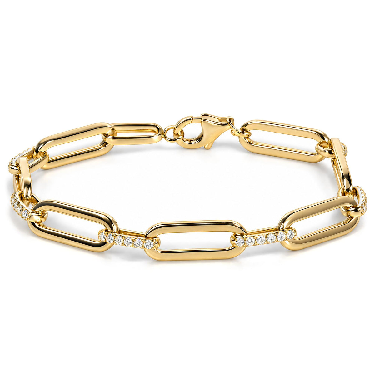 14K Yellow Gold 3/4 Cttw Diamond Paperclip Link Bracelet