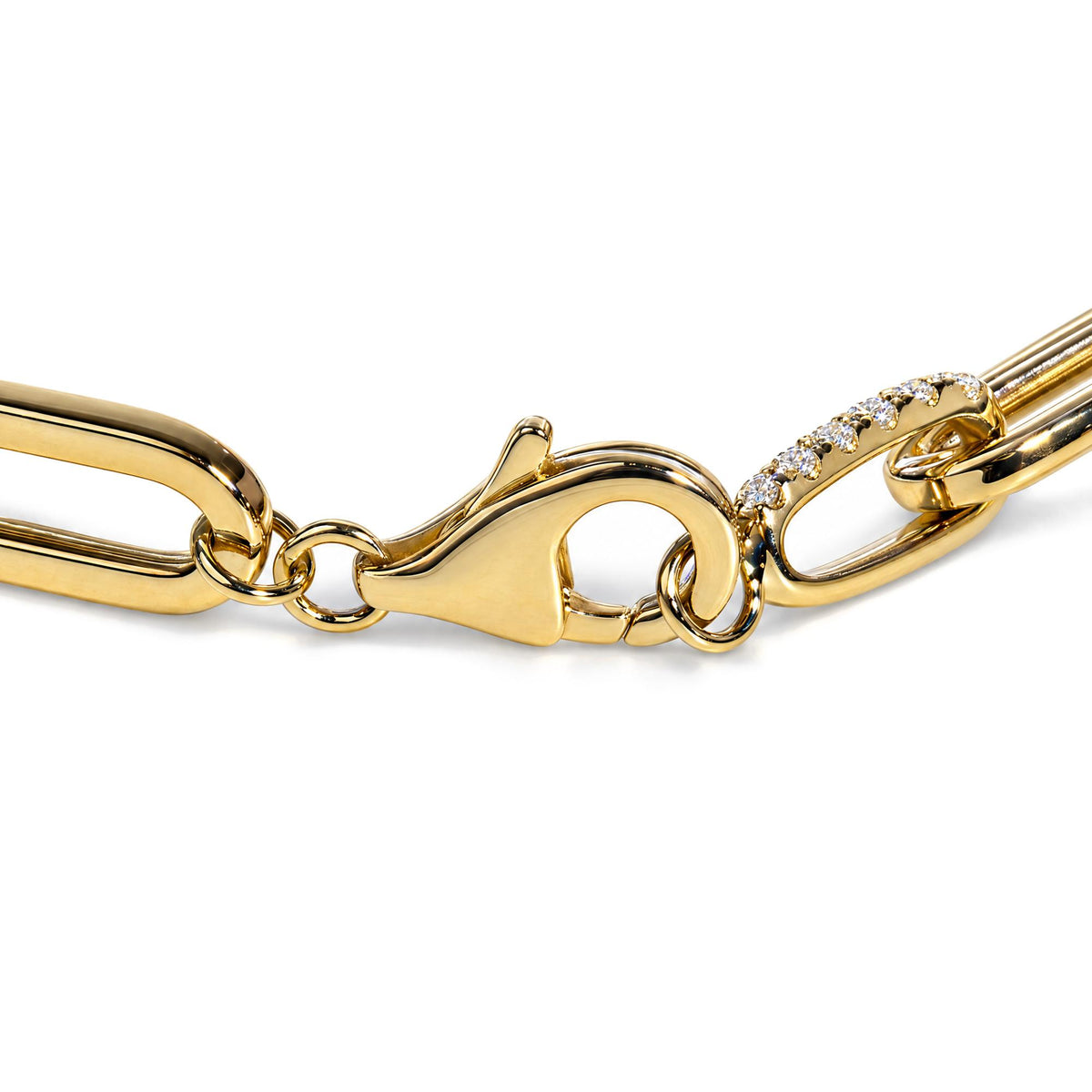 14K Yellow Gold 3/4 Cttw Diamond Paperclip Link Bracelet