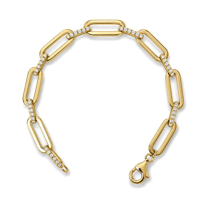 14K Yellow Gold 3/4 Cttw Diamond Paperclip Link Bracelet