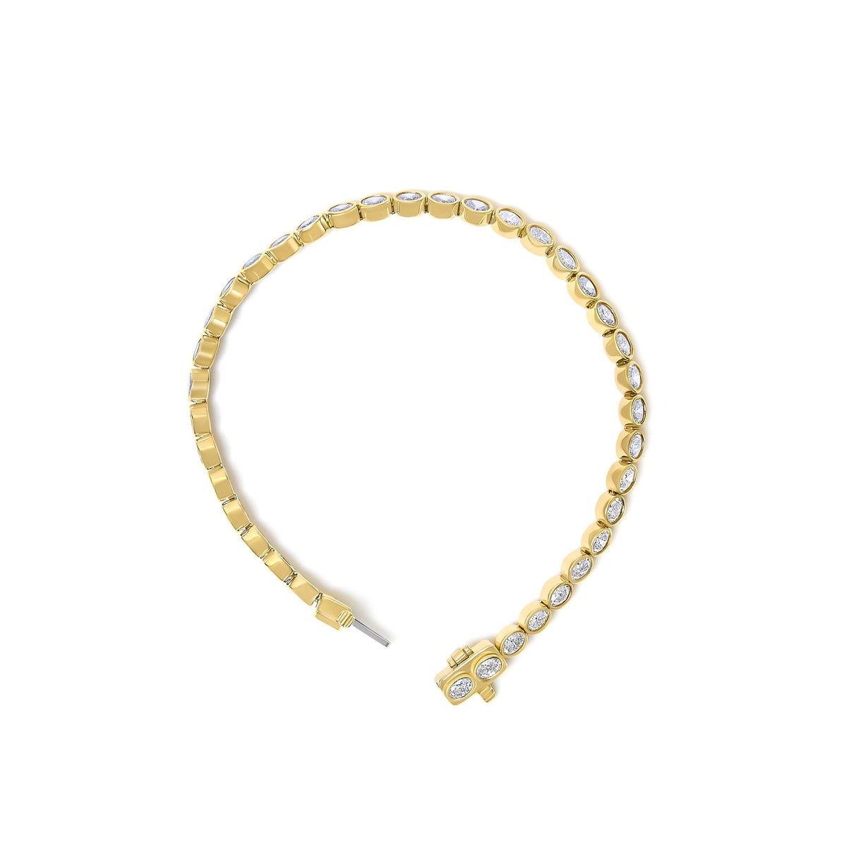 14K Yellow Gold 3 3/4 Cttw Oval Diamond East West Bezel Set Tennis Bracelet