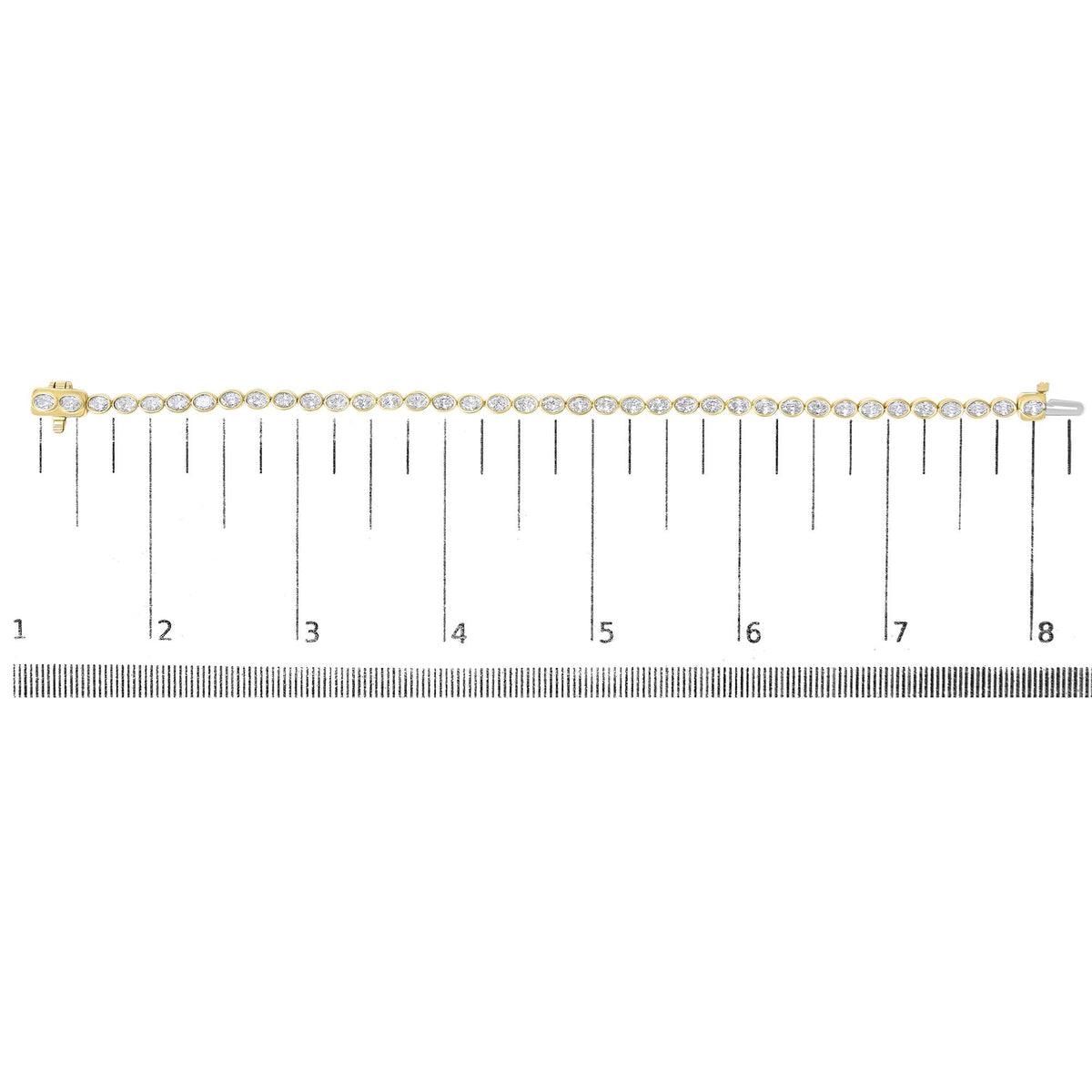 14K Yellow Gold 3 3/4 Cttw Oval Diamond East West Bezel Set Tennis Bracelet