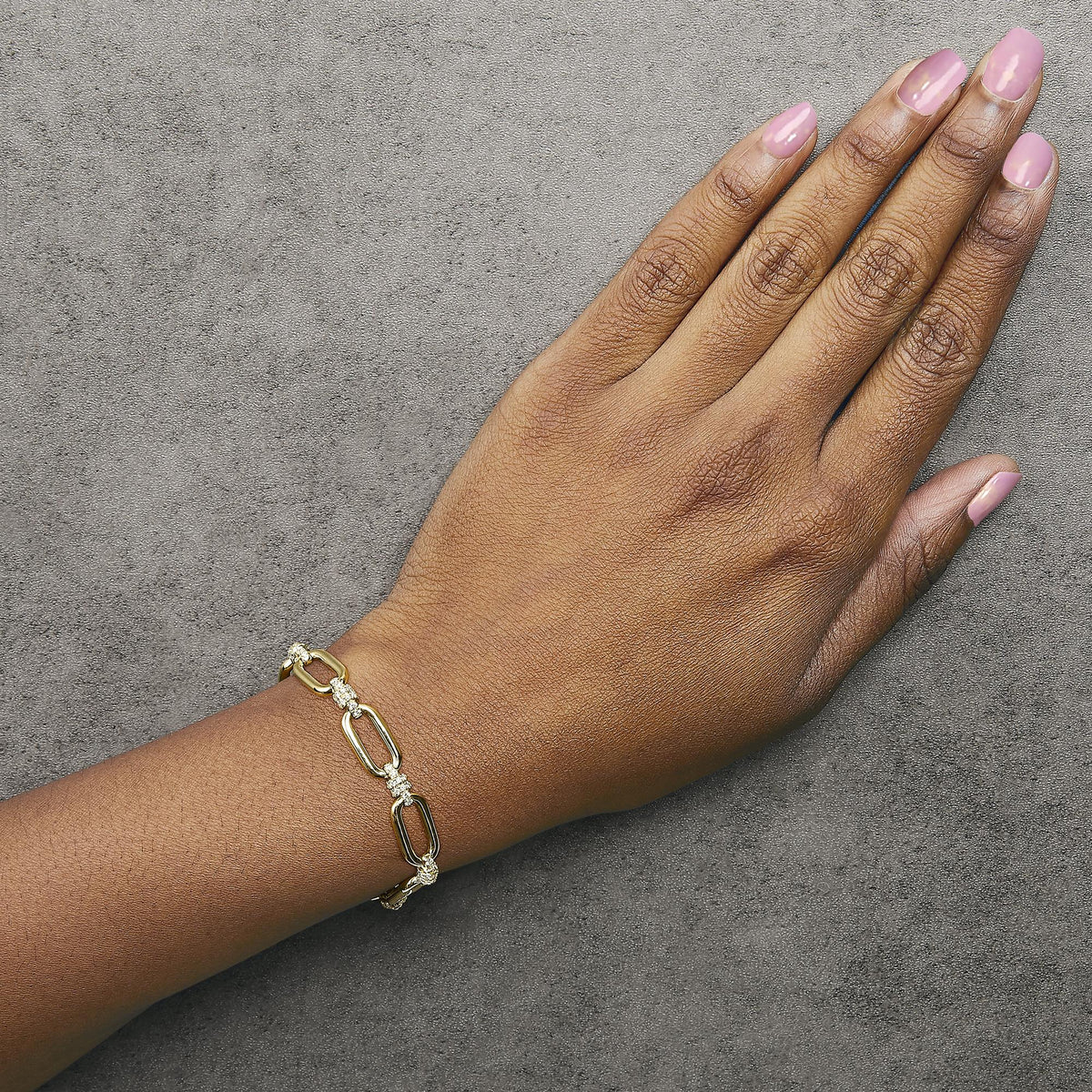 14K Yellow Gold 1 1/10 Cttw Diamond Cluster Paperclip Link Bracelet