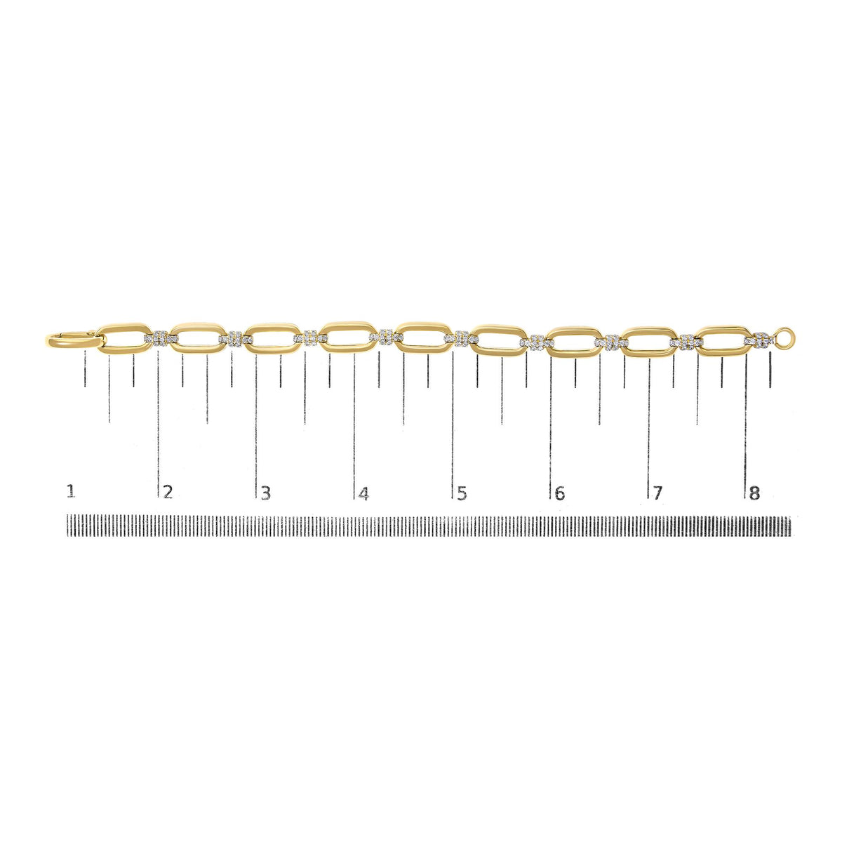 14K Yellow Gold 1 1/10 Cttw Diamond Cluster Paperclip Link Bracelet