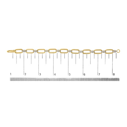 14K Yellow Gold 1 1/10 Cttw Diamond Cluster Paperclip Link Bracelet