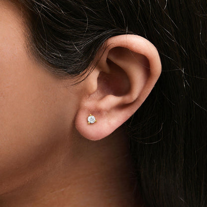 14K Gold Round Lab-Grown Diamond 3-Prong Martini Solitaire Stud Earrings
