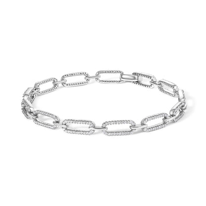 14K White Gold 1.00 Cttw Paperclip Link Bracelet