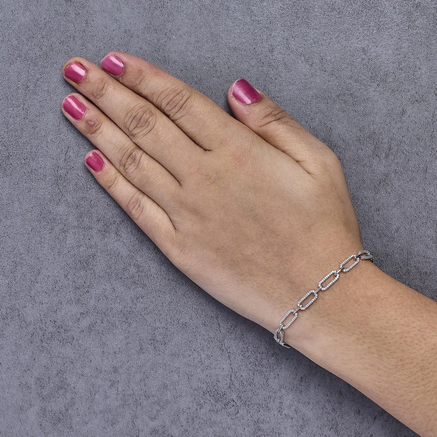 14K White Gold 1.00 Cttw Paperclip Link Bracelet