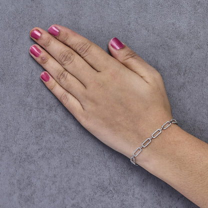 14K White Gold 1.00 Cttw Paperclip Link Bracelet