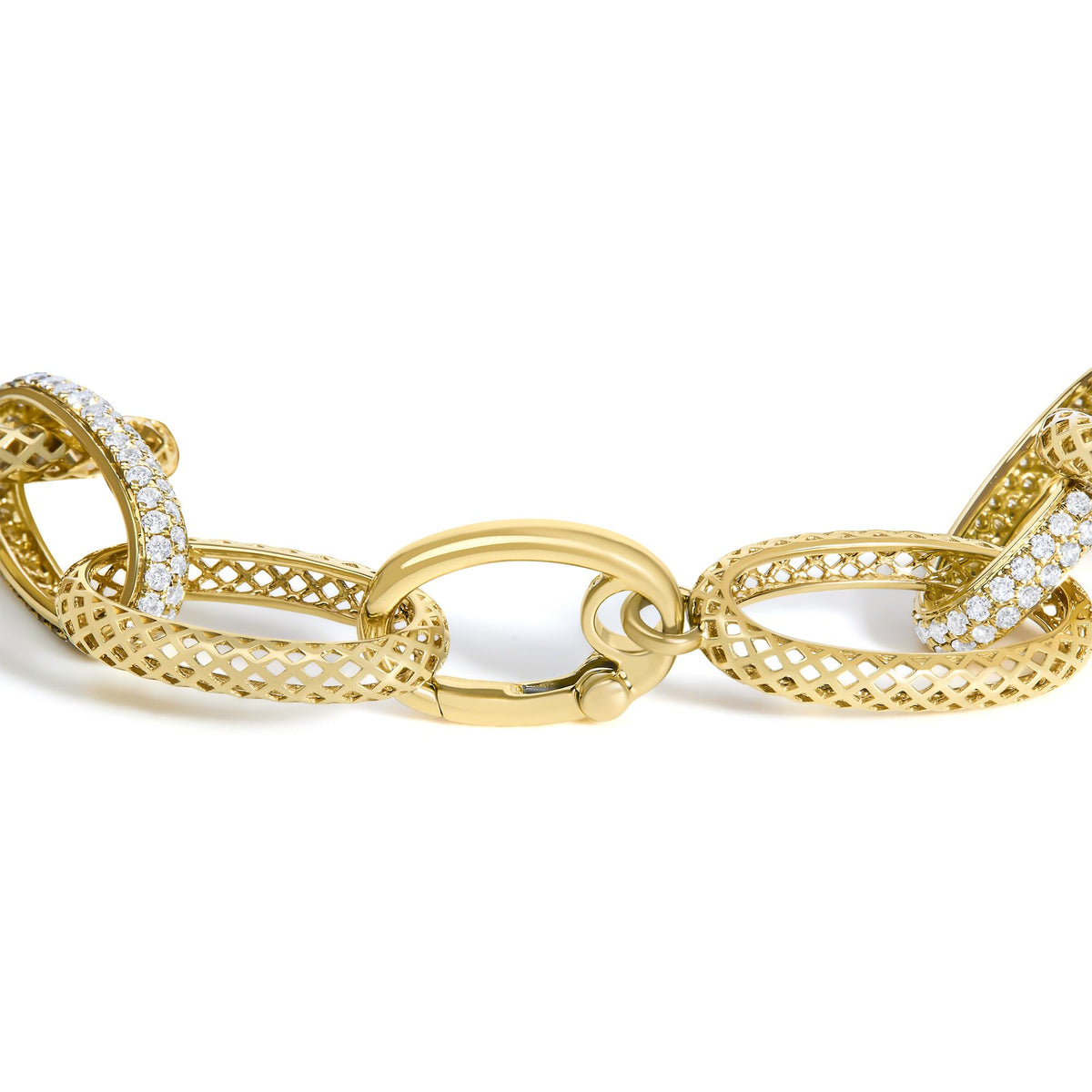 14K Yellow Gold 3.0 Cttw Diamond Pave Oval Link Bracelet