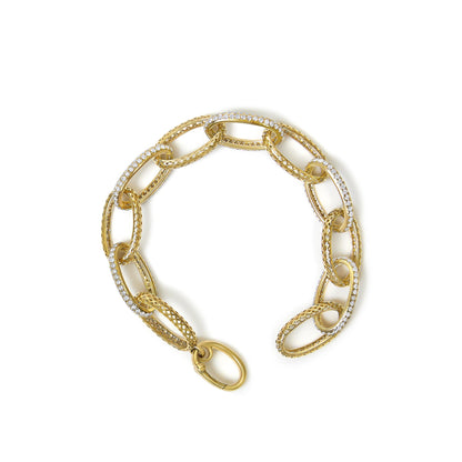 14K Yellow Gold 3.0 Cttw Diamond Pave Oval Link Bracelet