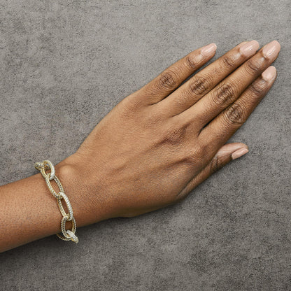 14K Yellow Gold 3.0 Cttw Diamond Pave Oval Link Bracelet