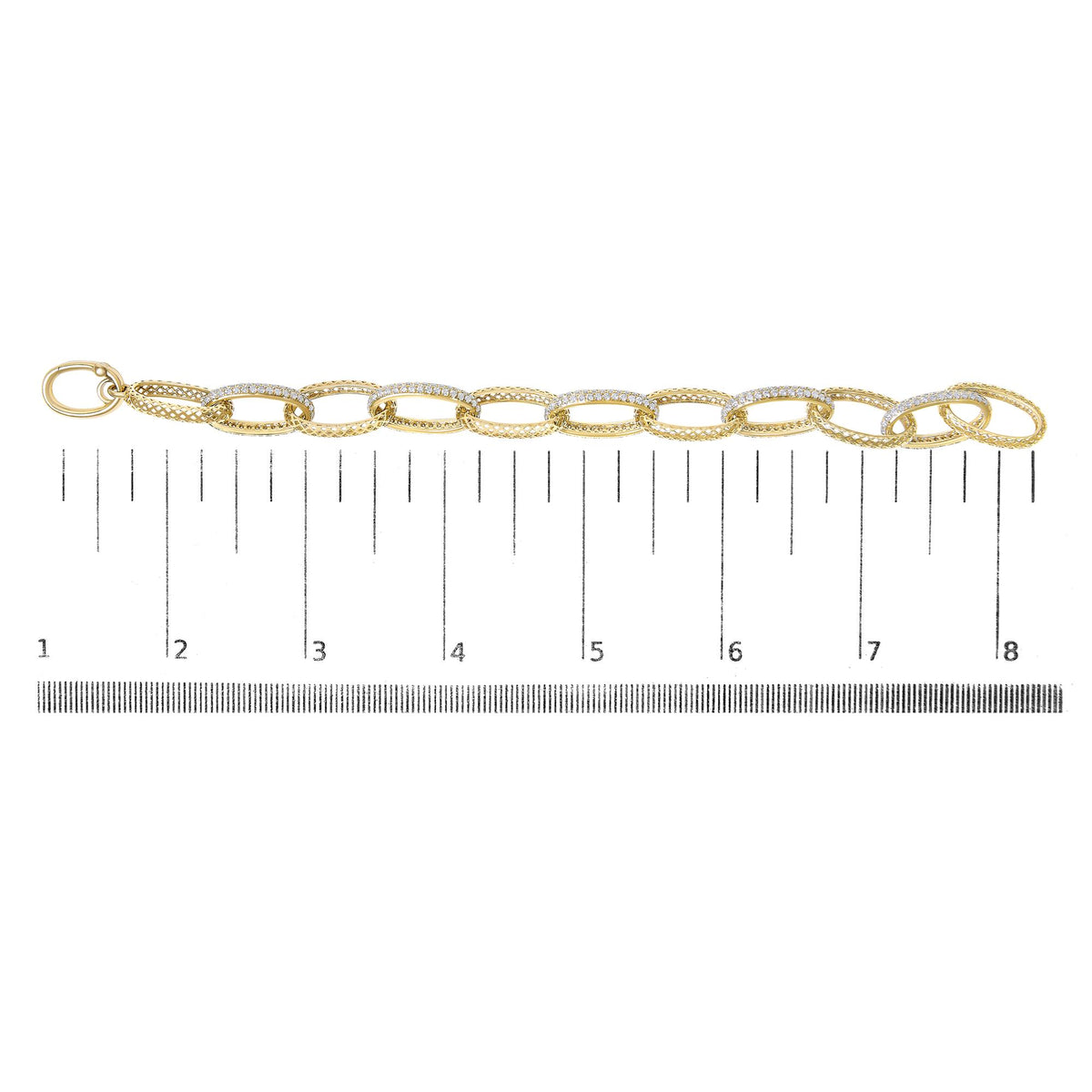 14K Yellow Gold 3.0 Cttw Diamond Pave Oval Link Bracelet