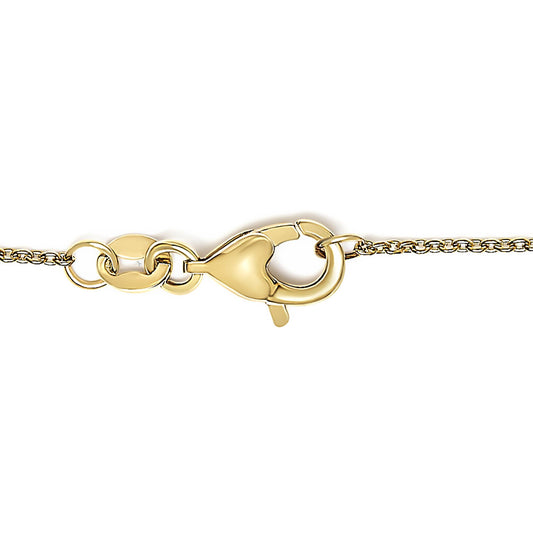 Close-up front angle of yellow metal bracelet clasp without visible gemstones.