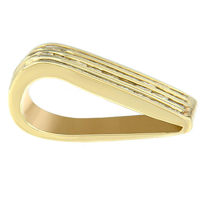 Close-up side angle of a yellow metal necklace bail with channel-set white princess-shaped gemstones along the top edge.