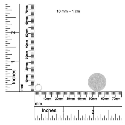 White necklace with two round white gemstones in miracle setting, shown on a ruler and scale for size reference, photographed from a front angle.