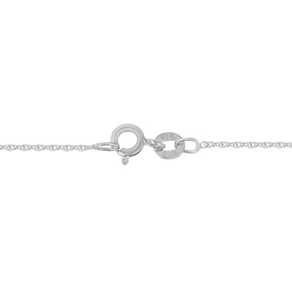 Close-up front view of the white metal necklace clasp against a white background.
