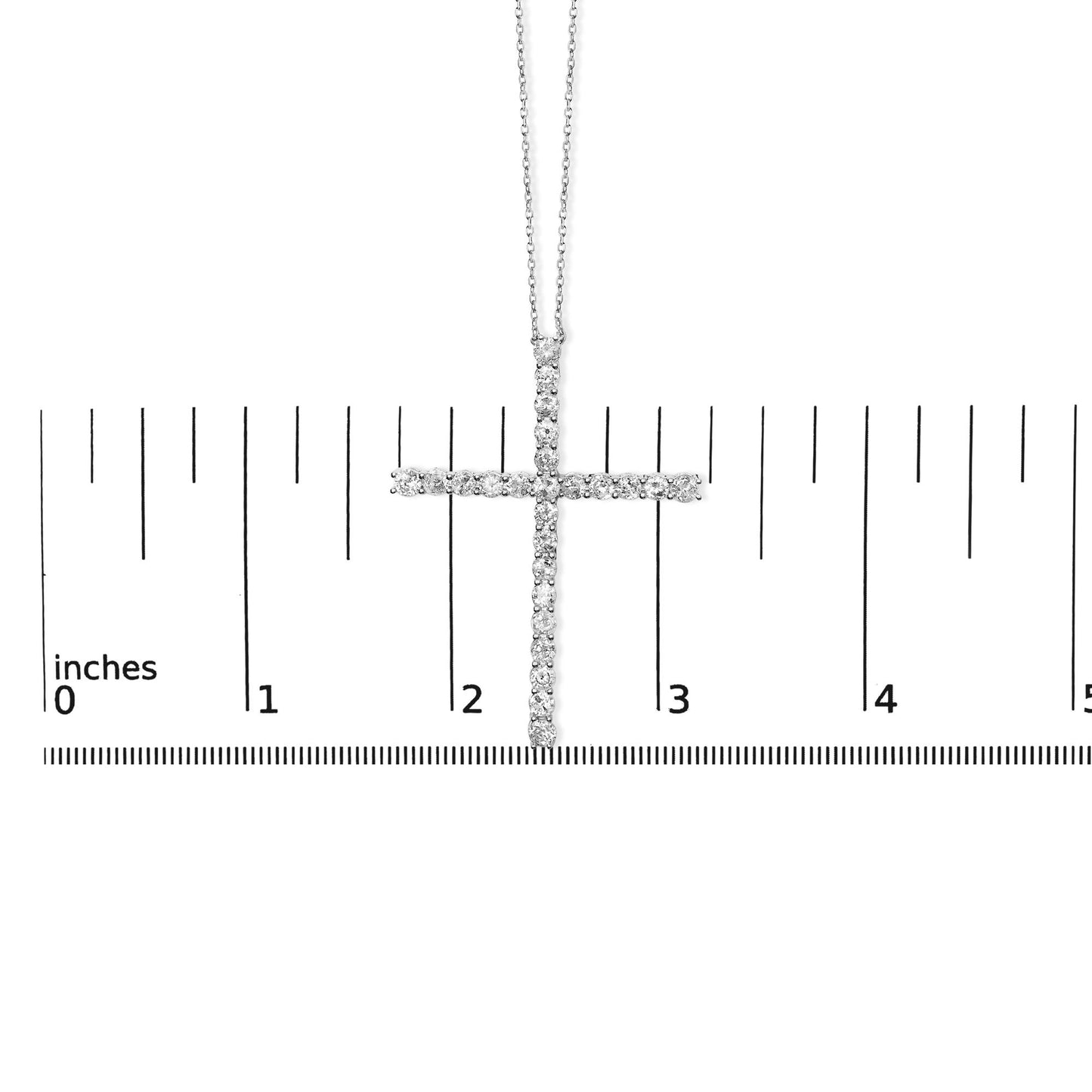 Pendentif croix en argent sterling 925 avec diamant de forme ronde de 3,0 carats de 1-1/2" avec chaîne vénitienne (couleur JK, pureté I2-I3) - 18"