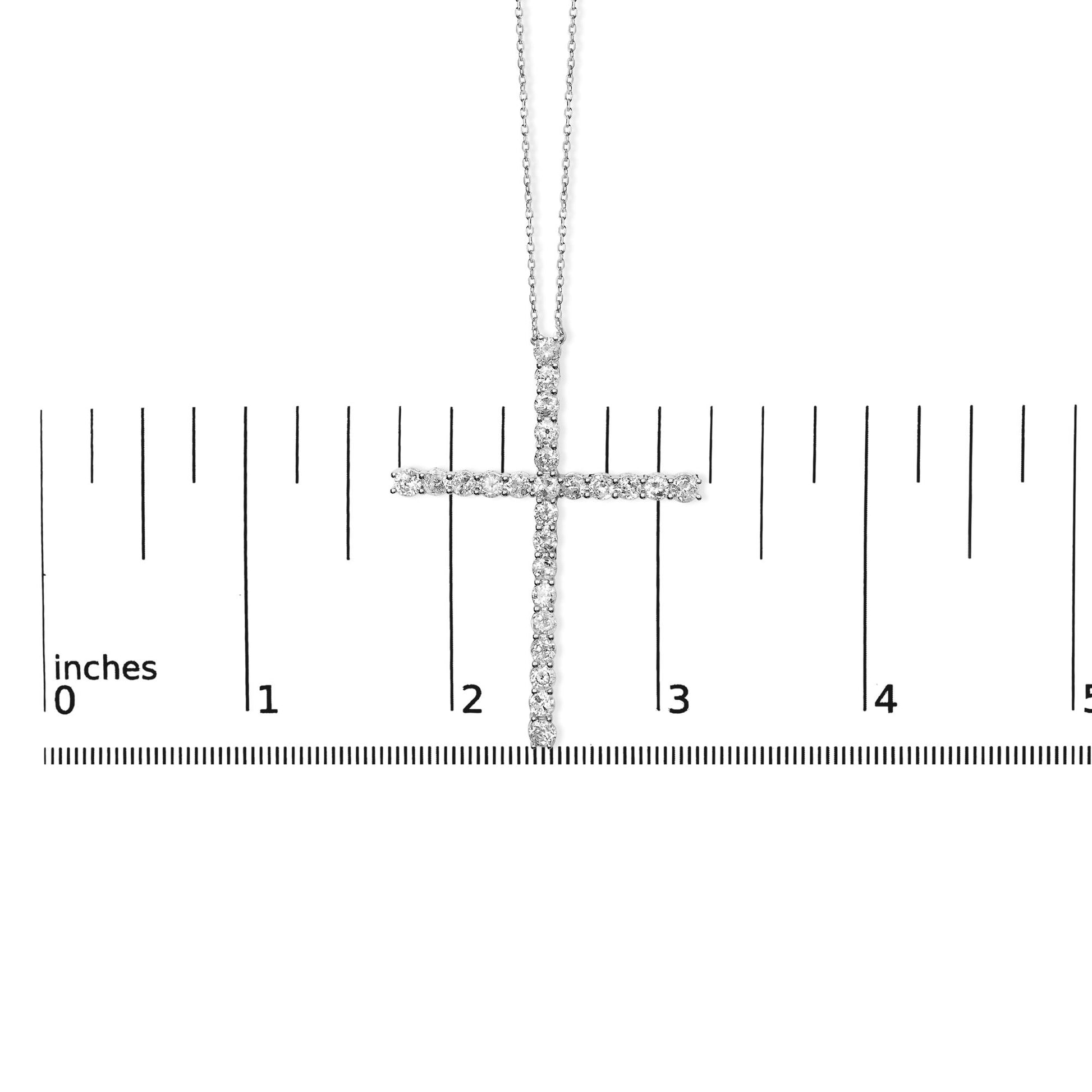 Pendentif croix en argent sterling 925 avec diamant de forme ronde de 3,0 carats de 1-1/2" avec chaîne vénitienne (couleur JK, pureté I2-I3) - 18"