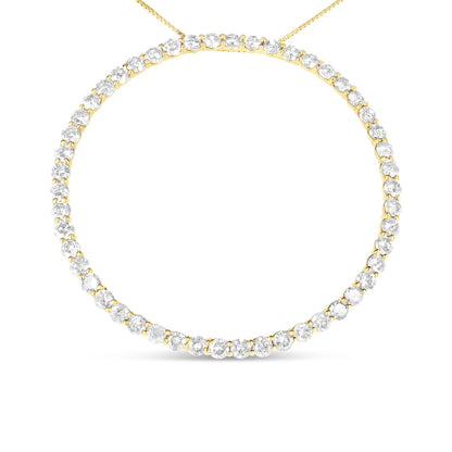 Front-facing close-up of a yellow metal necklace featuring a continuous line of round white gemstones in prong settings.
