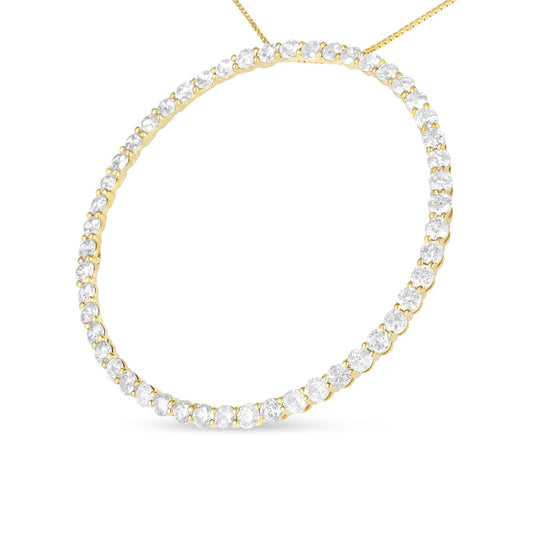 Close-up front view of a yellow necklace with a curved bar encrusted with round white gemstones in prong settings.